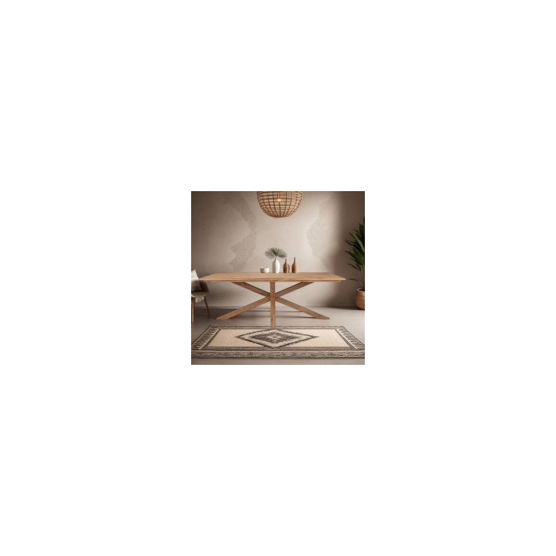 Table repas en teck recyclé massif pied mikado bois 180cm XONO d-bodhi