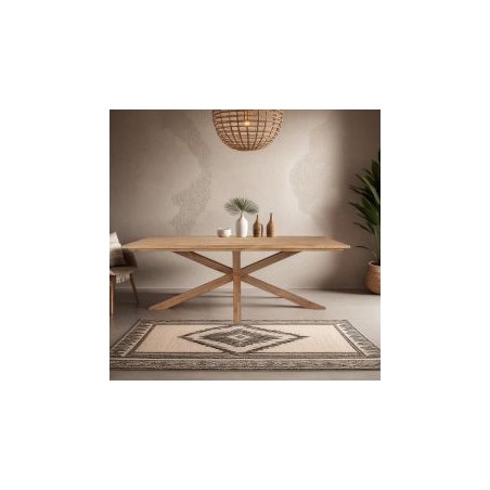 Table repas en teck recyclé massif pied mikado bois 180cm XONO d-bodhi