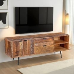 Meuble télé en bois recyclé industriel MELISSA 160cm