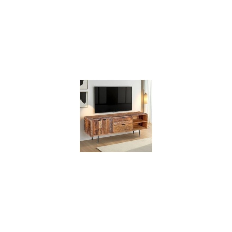 Meuble télé en bois recyclé industriel MELISSA 160cm