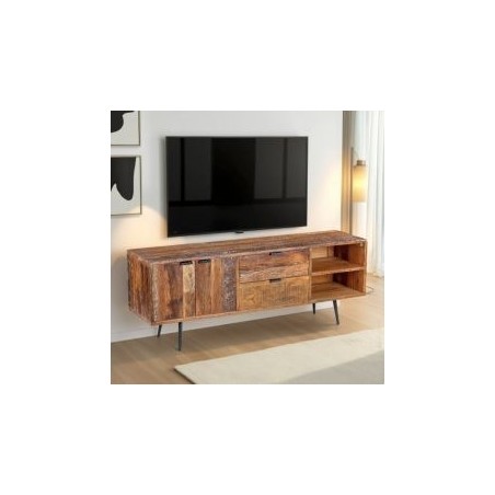 Meuble télé en bois recyclé industriel MELISSA 160cm