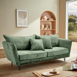 Canapé 3 places scandinave vert tissu doux 204cm HASTING Casita