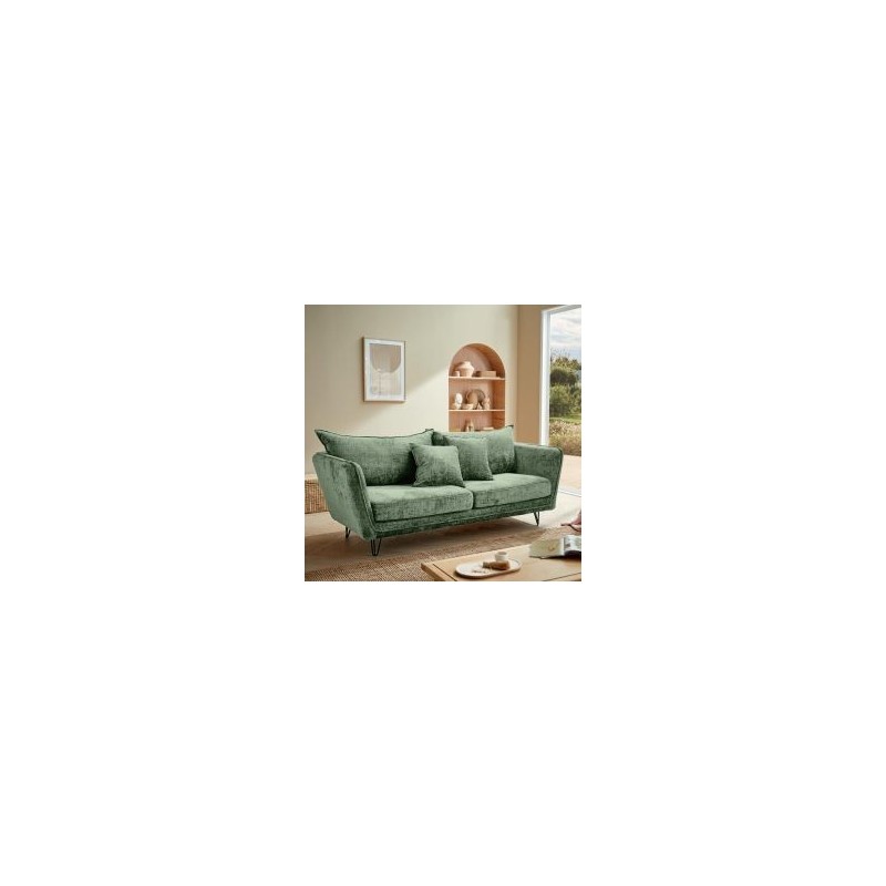 Canapé 3 places scandinave vert tissu doux 204cm HASTING Casita