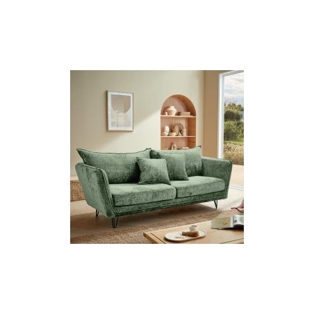 Canapé 3 places scandinave vert tissu doux 204cm HASTING Casita