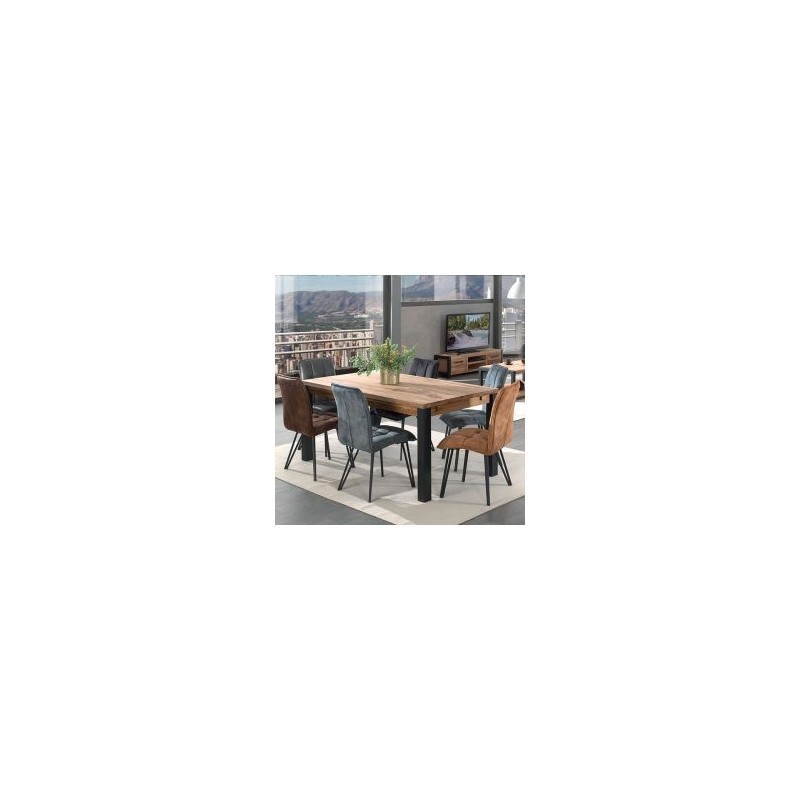 Table industrielle chêne et métal 150cm Catane Casita CATATA 150