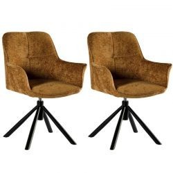 Lot de 2 chaises tournantes en tissu moutarde Casita EWING
