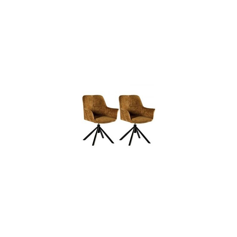 Lot de 2 chaises tournantes en tissu moutarde Casita EWING