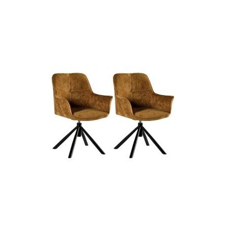 Lot de 2 chaises tournantes en tissu moutarde Casita EWING
