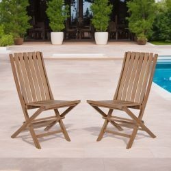 Lot de 2 chaises pliantes teck massif GARDEN modèle C