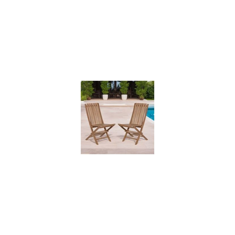 Lot de 2 chaises pliantes teck massif GARDEN modèle C
