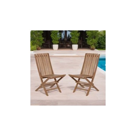 Lot de 2 chaises pliantes teck massif GARDEN modèle C