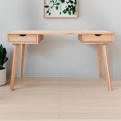 Bureau bois massif avec rangement 137cm JONAS