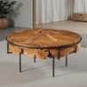 Table basse ronde teck et métal 80cm Casita STELLA