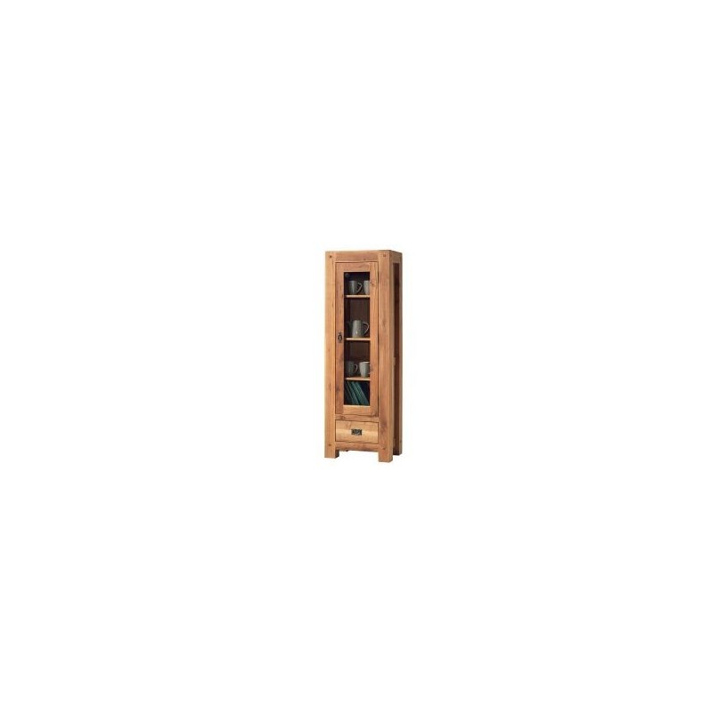 Vitrine bois massif 1 porte 1 tiroir 59cm Lodge Casita