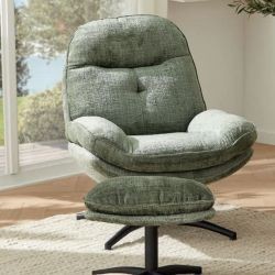 Fauteuil vintage inclinable vert confort avec repose-pieds Casita BRANSON