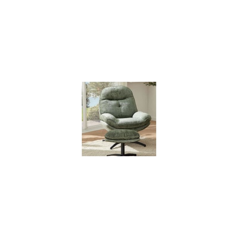 Fauteuil vintage inclinable vert confort avec repose-pieds Casita BRANSON