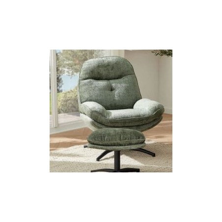 Fauteuil vintage inclinable vert confort avec repose-pieds Casita BRANSON