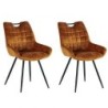 2 Chaises velours moutarde Dina avec pieds métal noir et poignée Casita
