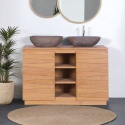 Meuble salle de bain double vasque 120 cm teck massif BAIN
