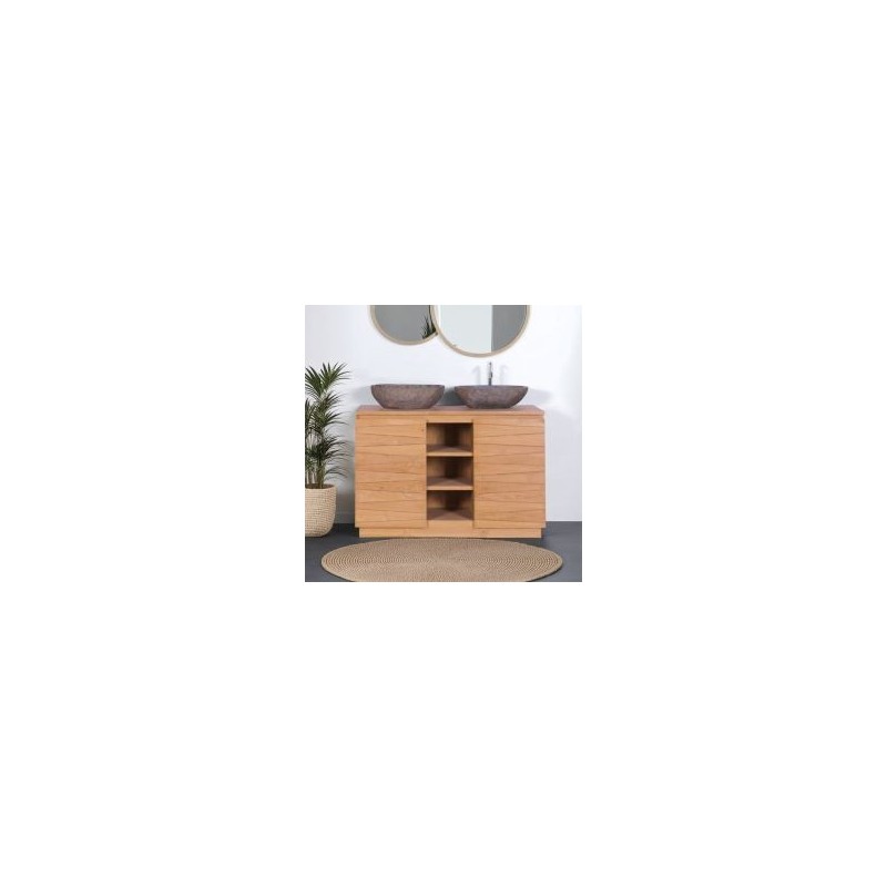 Meuble salle de bain double vasque 120 cm teck massif BAIN