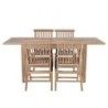 Salon de jardin teck massif rectangulaire 120/180cm 4 chaises pliantes GARDEN