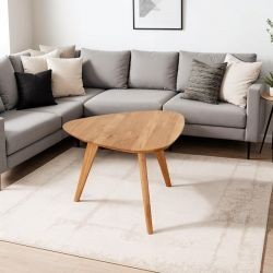 Table basse vintage en chêne massif avec 3 pieds 68cm JONAS triangle