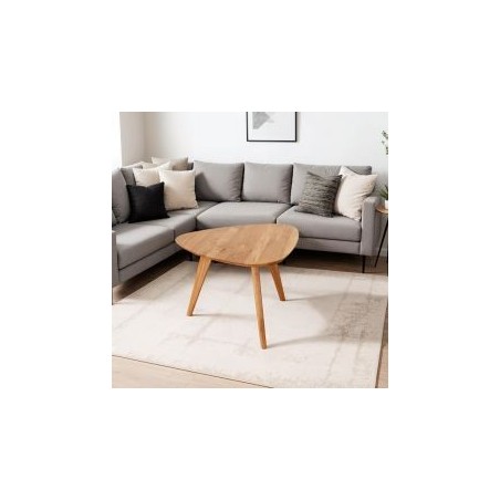 Table basse vintage en chêne massif avec 3 pieds 68cm JONAS triangle