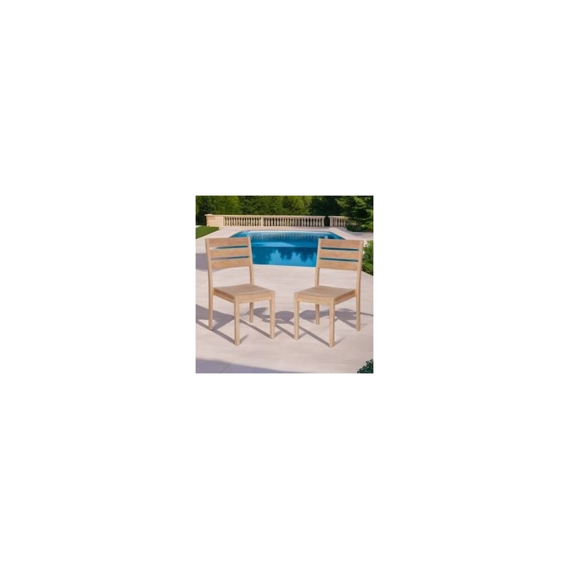 Lot de 2 chaises empilables en teck massif GARDEN