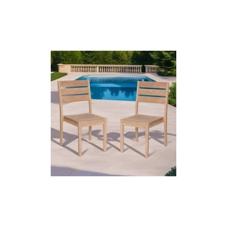 Lot de 2 chaises empilables en teck massif GARDEN
