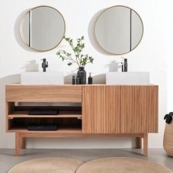 Meuble salle de bains 160 cm en teck massif YANG