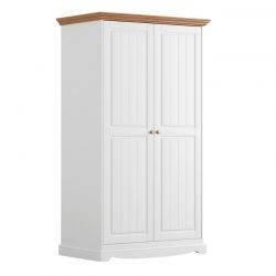 Armoire blanche en bois de pin massif 108cm BIANCA 2 portes