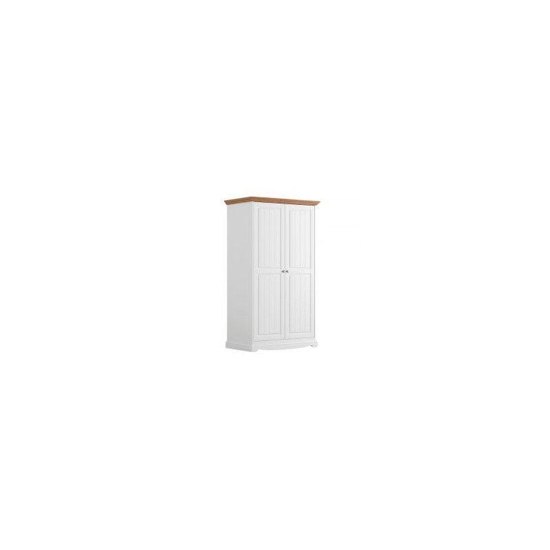 Armoire blanche en bois de pin massif 108cm BIANCA 2 portes