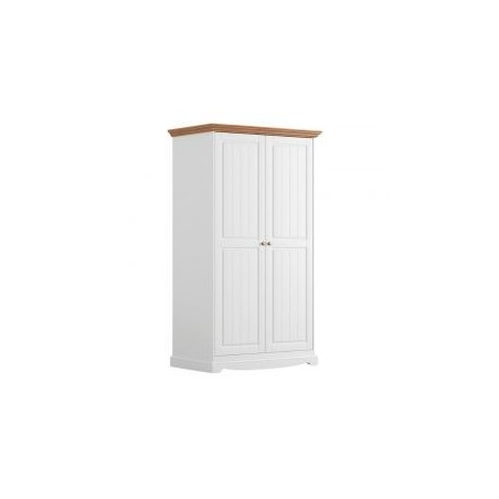 Armoire blanche en bois de pin massif 108cm BIANCA 2 portes
