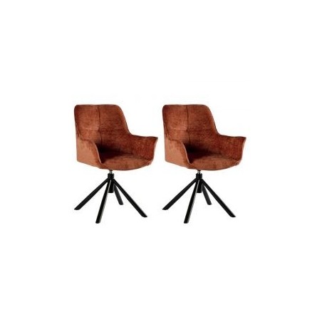Lot de 2 chaises tournantes en tissu terracotta Casita EWING