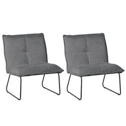 Lot 2 fauteuils velours côtelé gris Casita CALVIN
