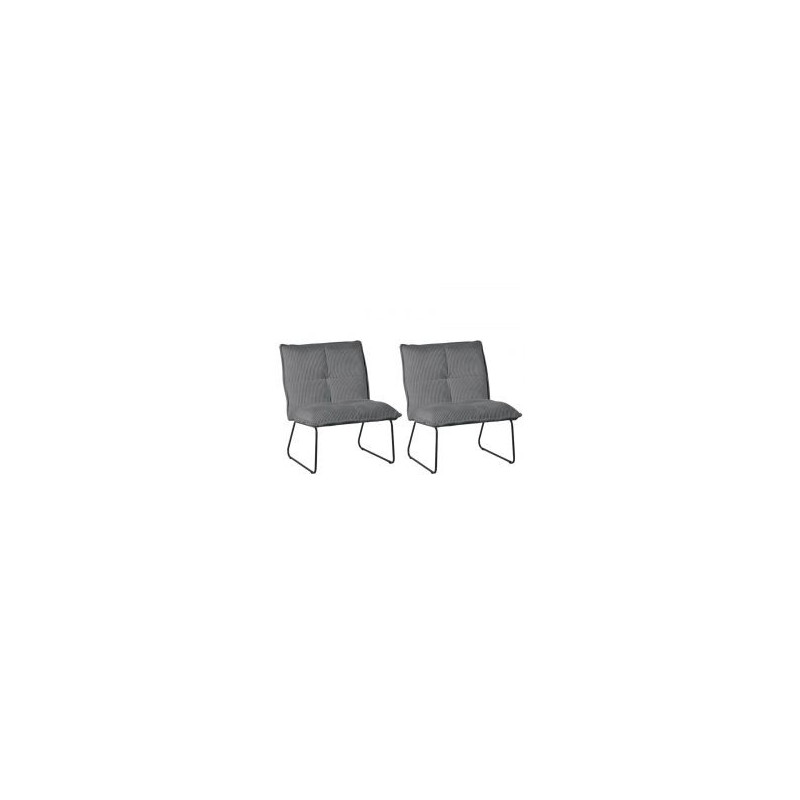 Lot 2 fauteuils velours côtelé gris Casita CALVIN