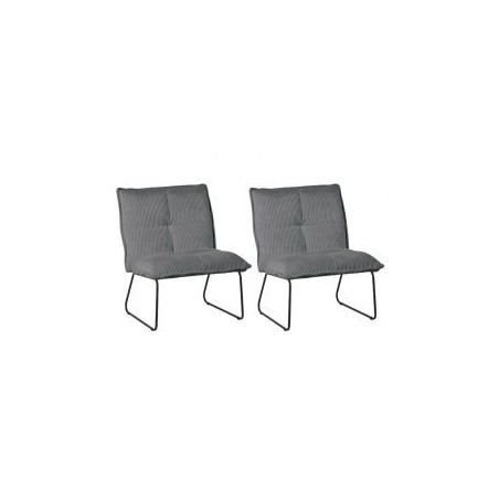Lot 2 fauteuils velours côtelé gris Casita CALVIN