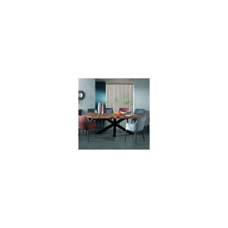 Table bois massif avec pied central et bords naturels 200cm Valley Casita