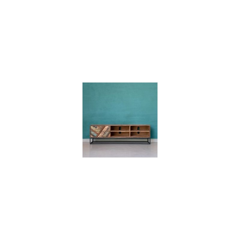 Meuble TV bois et métal 145cm 2 tiroirs RITA Kayu Intérieur