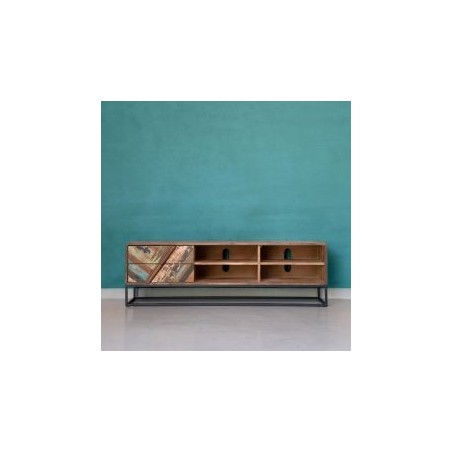 Meuble TV bois et métal 145cm 2 tiroirs RITA Kayu Intérieur