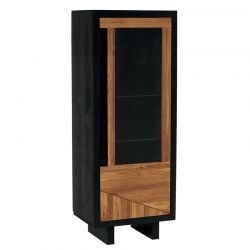 Vitrine moderne 1 porte pin et chêne 56cm Flix Casita