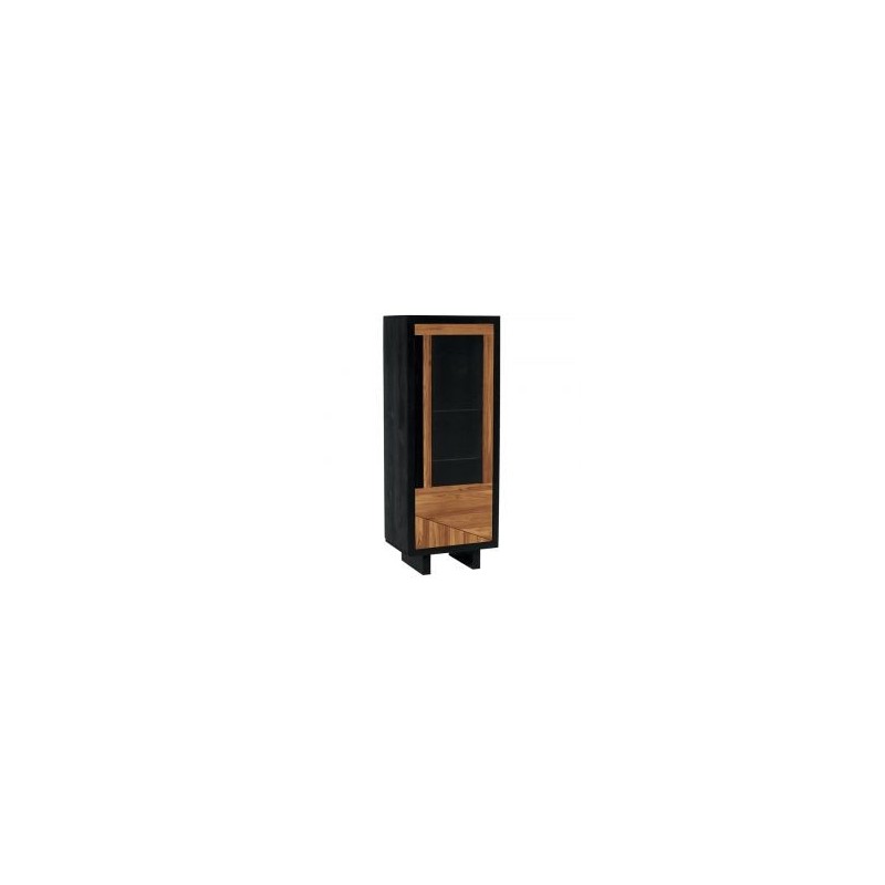 Vitrine moderne 1 porte pin et chêne 56cm Flix Casita