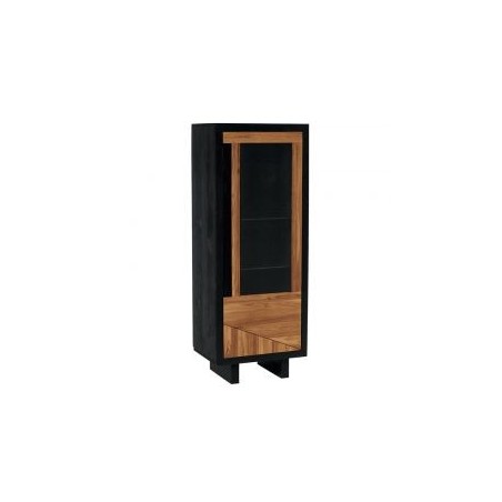 Vitrine moderne 1 porte pin et chêne 56cm Flix Casita