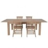 Salon de jardin teck massif rectangulaire 180/240cm 4 chaises pliantes GARDEN