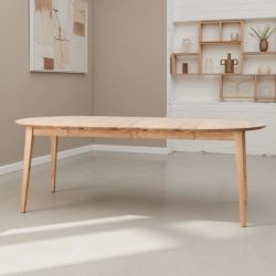 Table à manger ronde chêne massif extensible Ø110cm JONAS