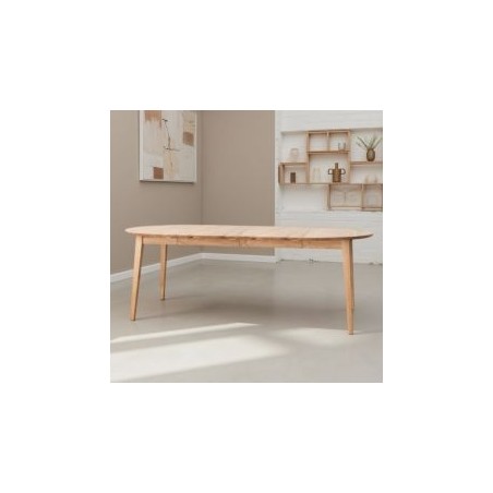 Table à manger ronde chêne massif extensible Ø110cm JONAS
