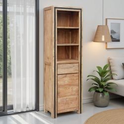 Bibliothèque teck recyclé massif 60cm KAYOA Casita 1 tiroir