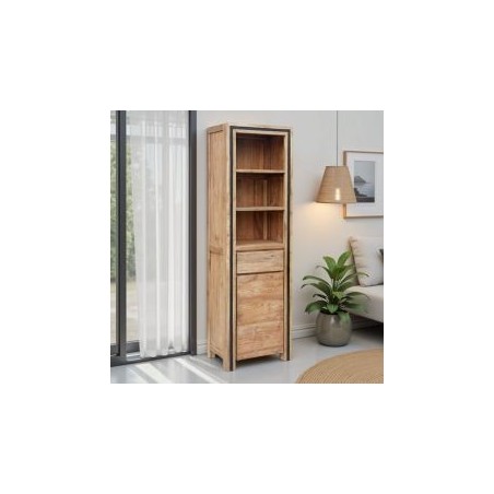 Bibliothèque teck recyclé massif 60cm KAYOA Casita 1 tiroir