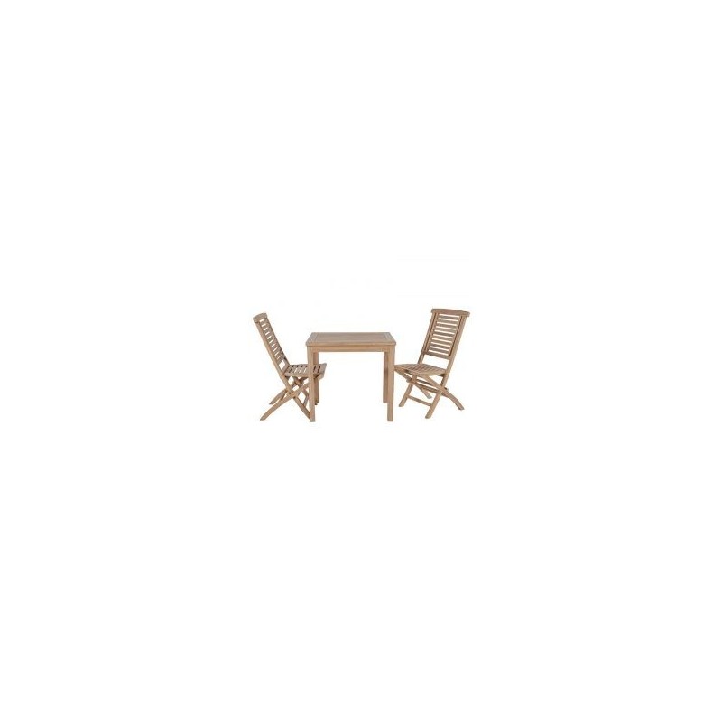 Ensemble table et chaise de balcon teck massif 80 x 80 cm GARDEN