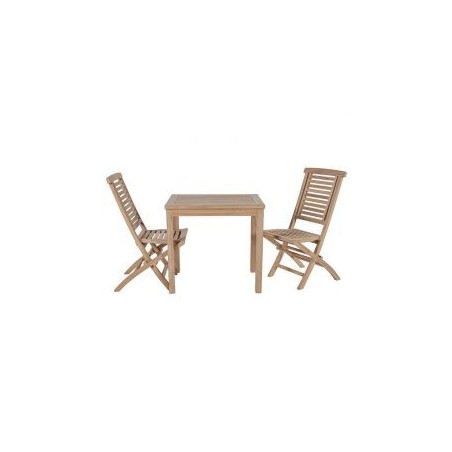 Ensemble table et chaise de balcon teck massif 80 x 80 cm GARDEN